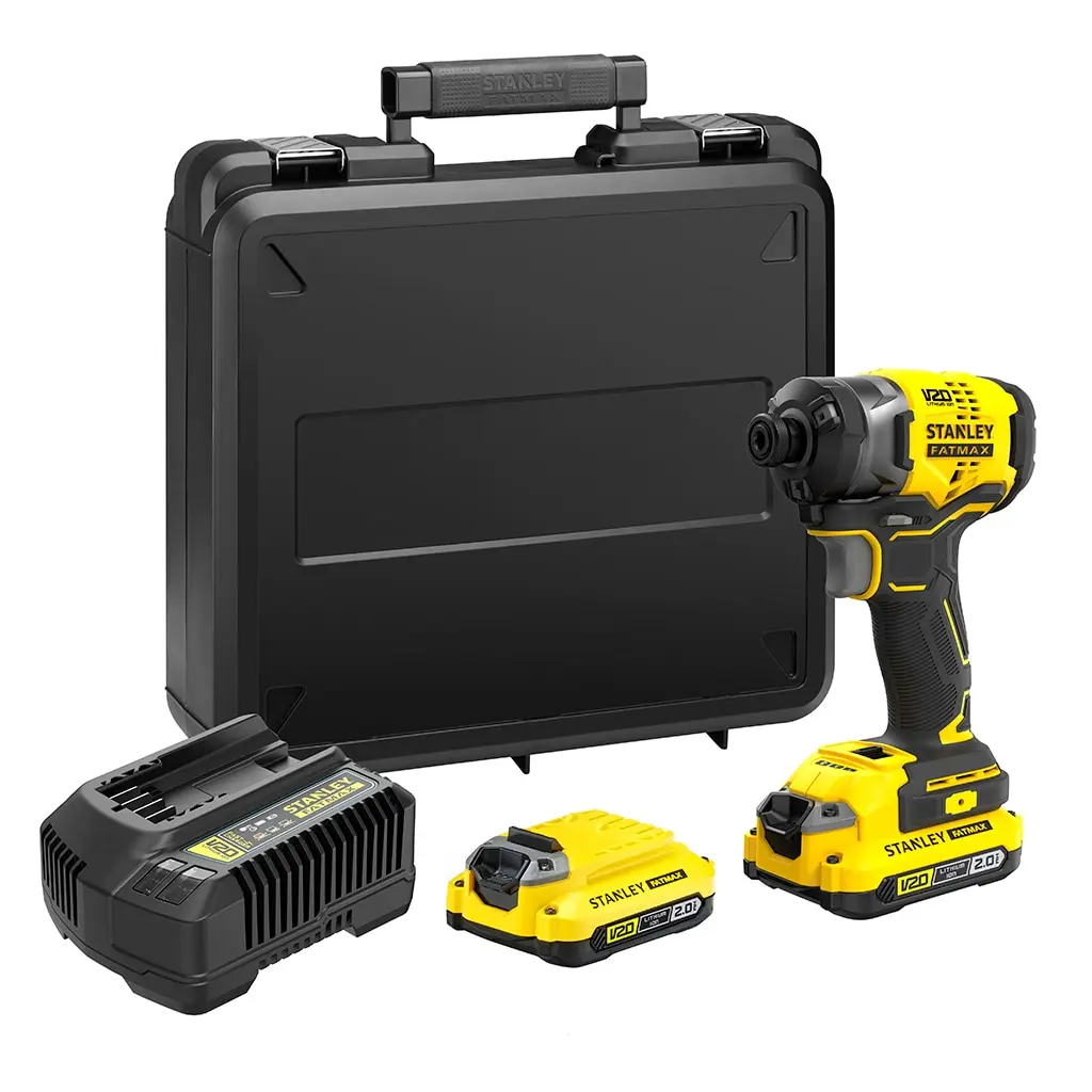 Třírychlostní aku rázový utahovák 1/4" Stanley V20, 2 x 2.0Ah, kitbox SFMCF820D2K