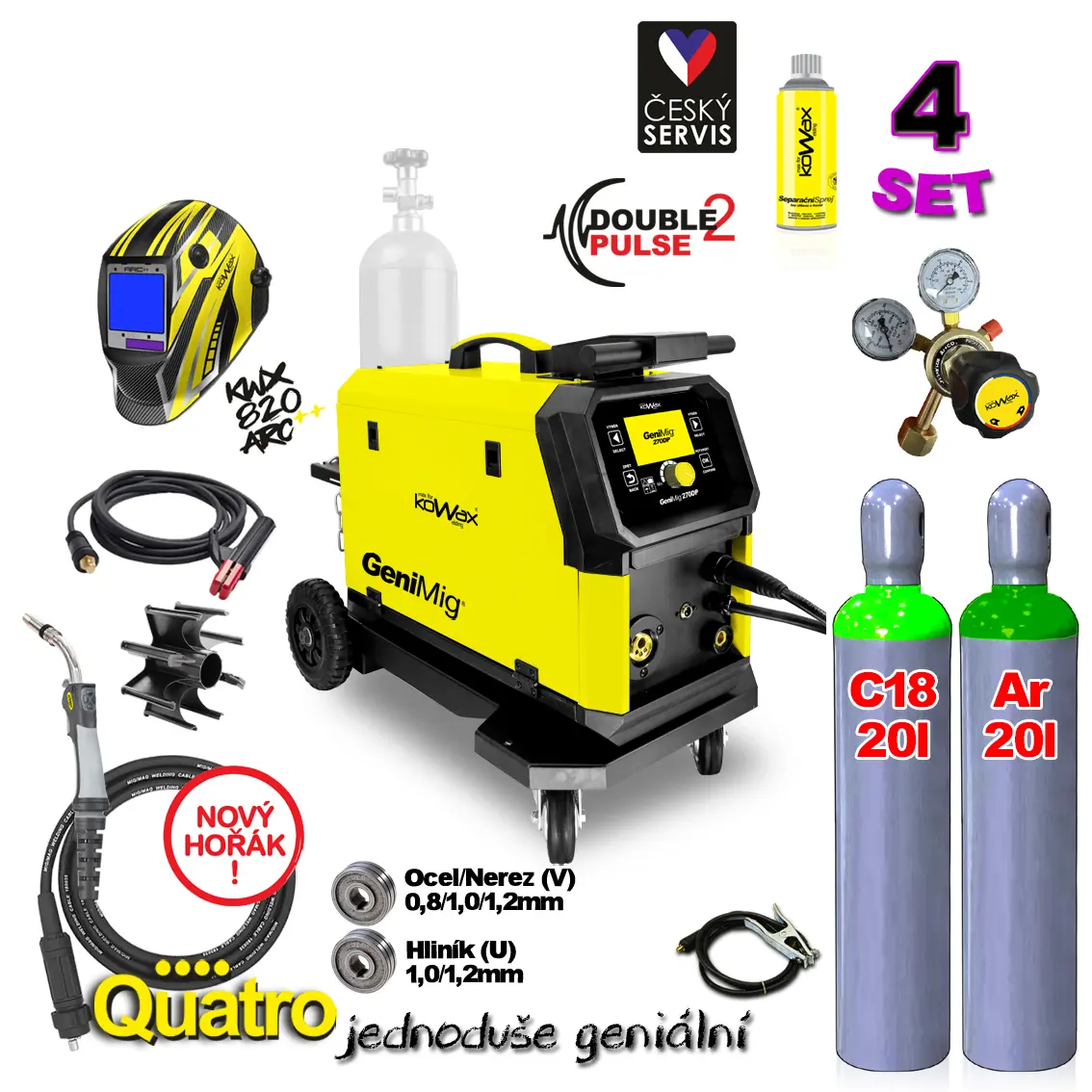 KOWAX Svářecí invertor GeniMig 270DP SET4Q (MIG/MAG/LiftTIG) KWXSTGM270DP_S04Q