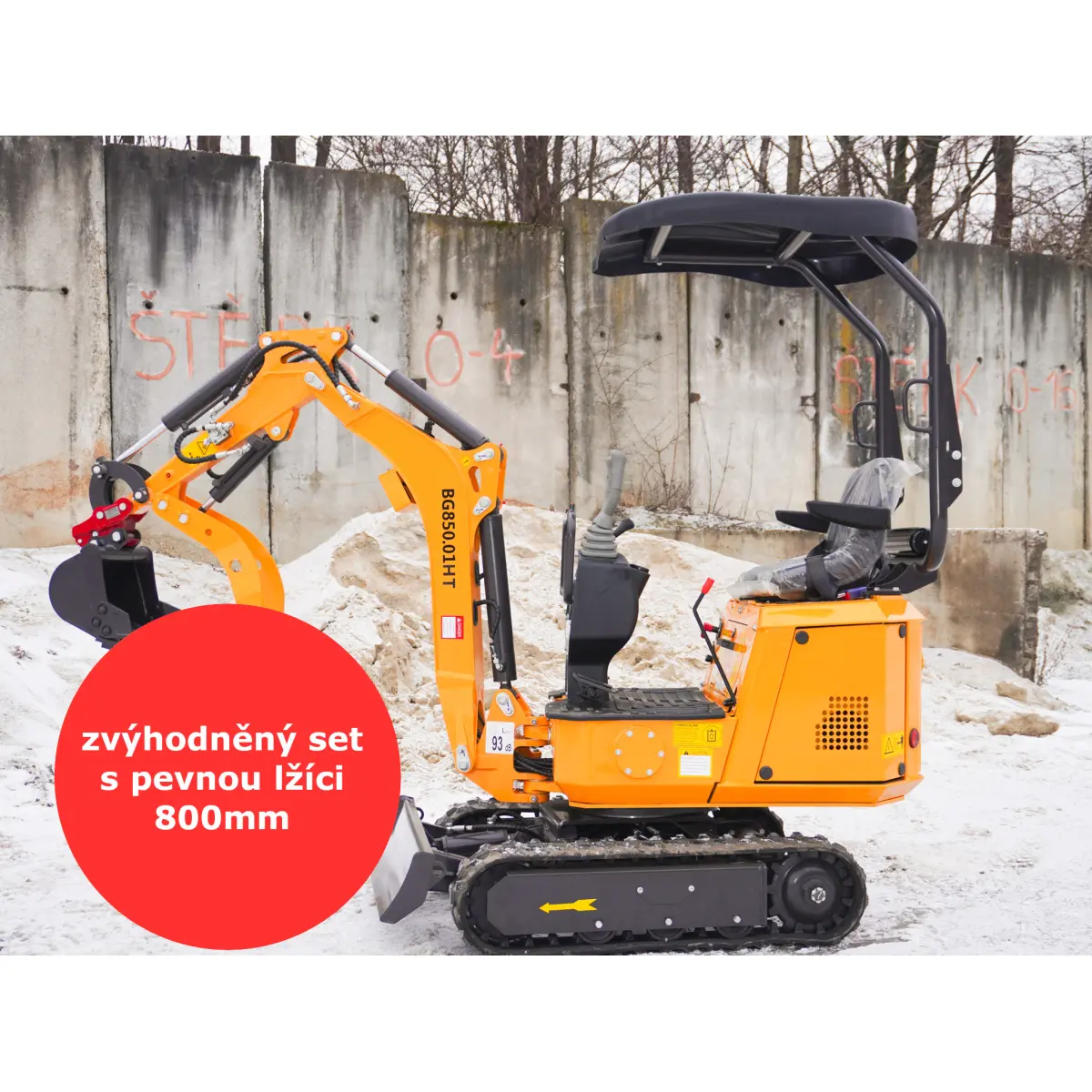 Minibagr Baugarden BG850.01 HT zvýhodněný set s pevnou lžíci 800mm 8001BG085001HTSET01