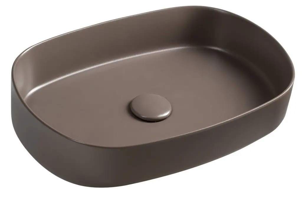 ISVEA INFINITY OVAL keramické umyvadlo na desku, 55x36cm, taupe 10NF65055-2H