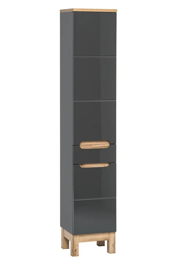 COMAD Vysoká skříňka 2 dvířka 1 zásuvka BALI GRAPHITE 5907611647561