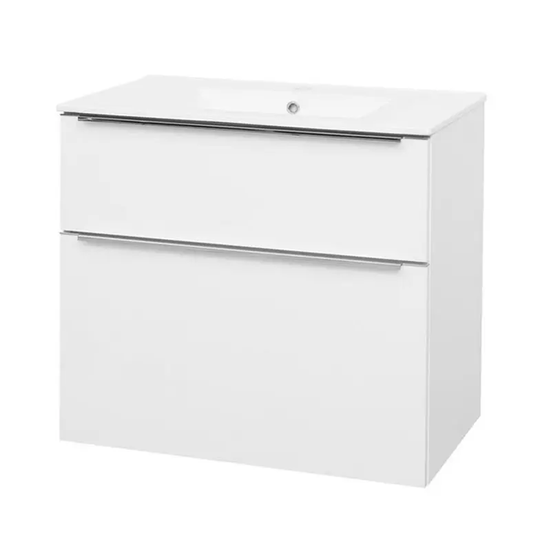 Mereo Mailo, koupelnová skříňka s keramickým umyvadlem 81 cm, bílá, elox AL madlo CN511A