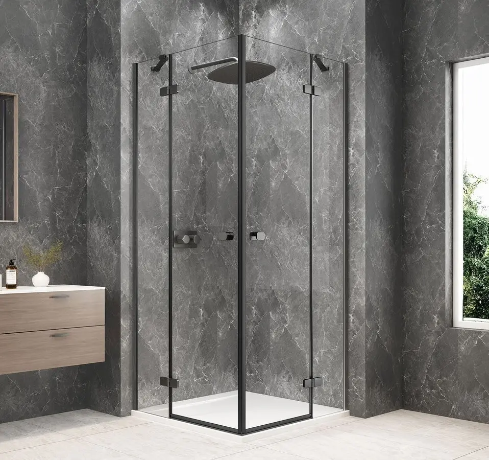 POLYSAN GLOBE GUN METAL čtvercový sprchový kout 1000x1000, rohový vstup, čiré sklo GB5010GM