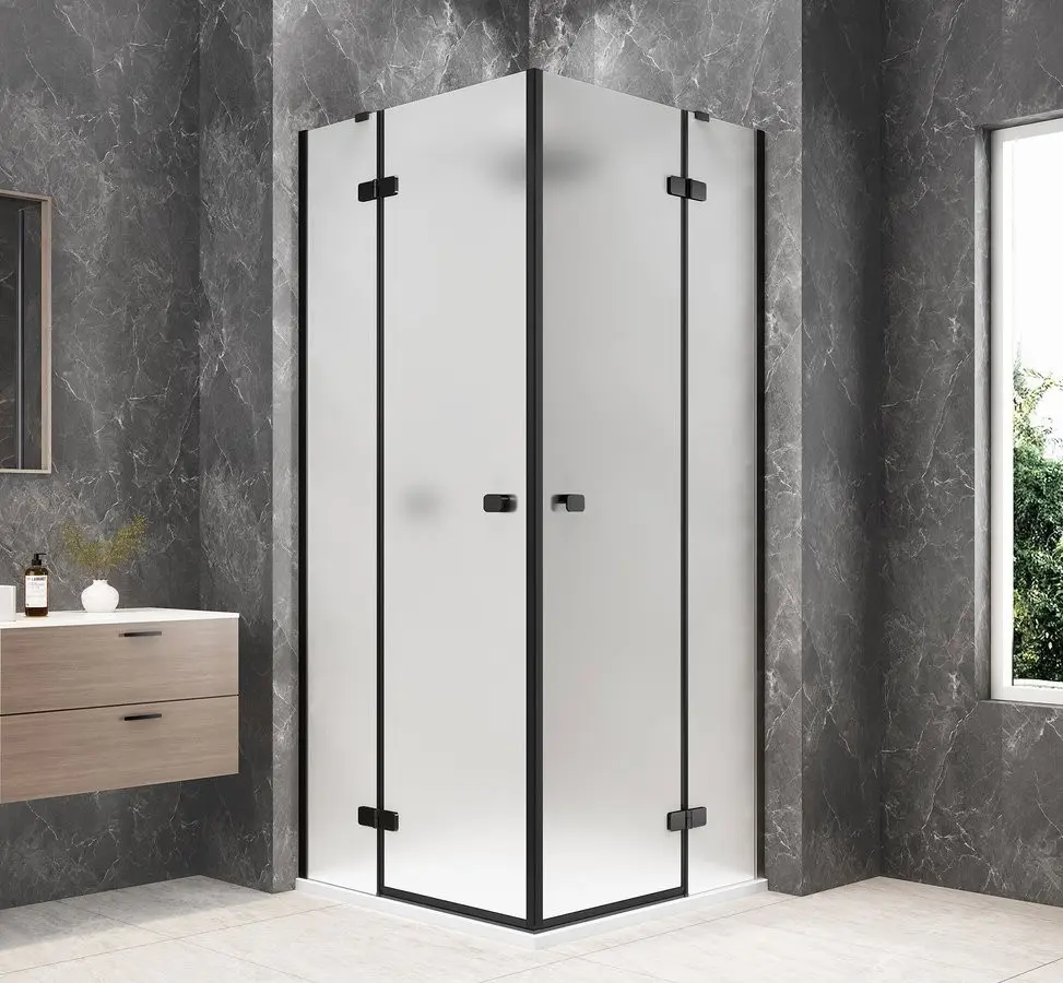 POLYSAN GLOBE BLACK čtvercový sprchový kout 800x800, rohový vstup, matné sklo GB5880MB
