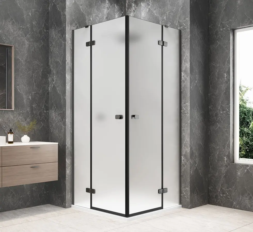POLYSAN GLOBE GUN METAL čtvercový sprchový kout 800x800, rohový vstup, matné sklo GB5880MGM