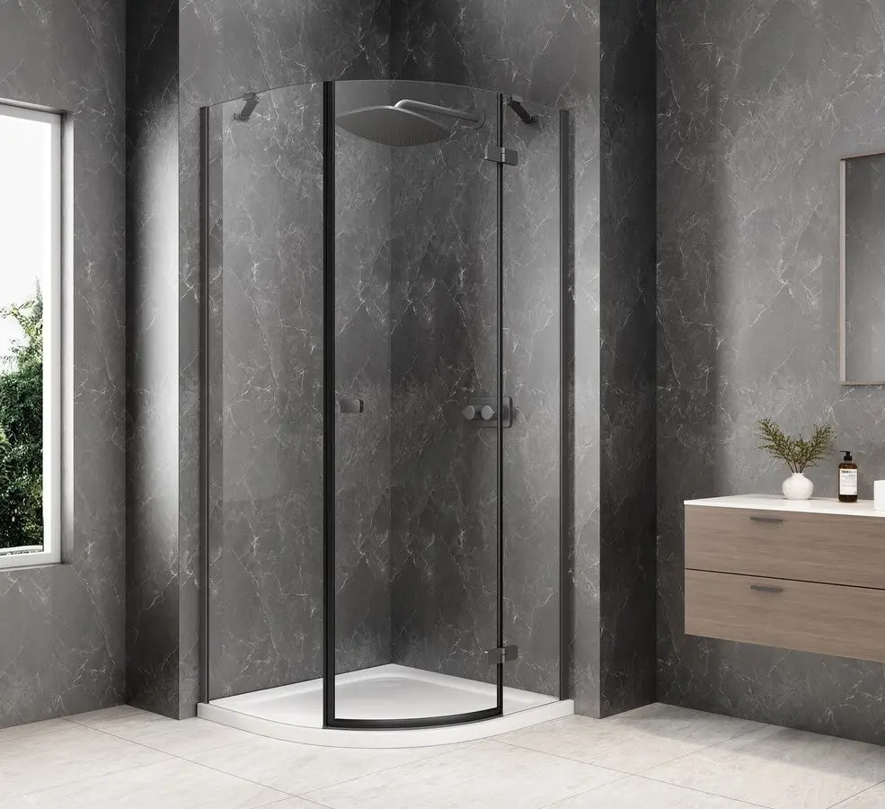 POLYSAN GLOBE GUN METAL čtvrtkruhový sprchový kout 800x800, čiré sklo, pravé GB2680RGM