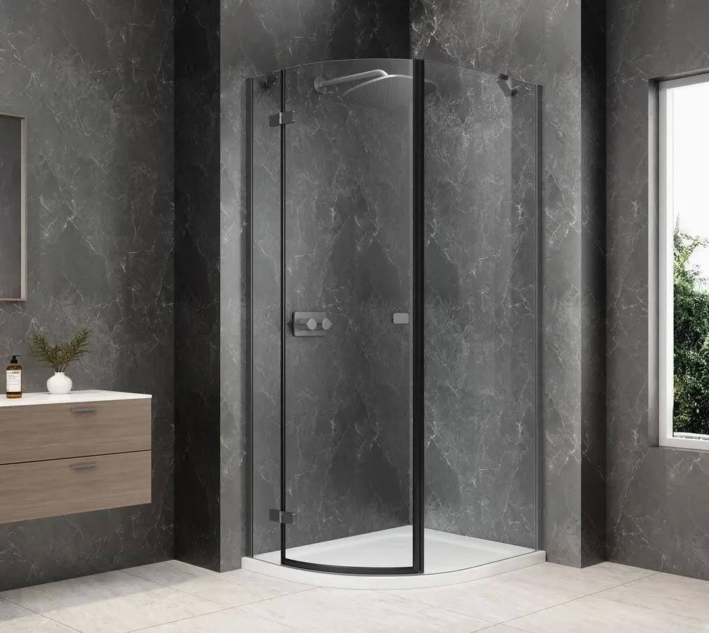 POLYSAN GLOBE GUN METAL čtvrtkruhový sprchový kout 800x900, čiré sklo, levé GB2890LGM
