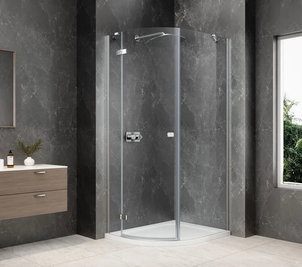 POLYSAN GLOBE CHROME čtvrtkruhový sprchový kout 800x1000, čiré sklo, levé GB2810LC