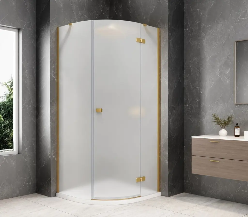 POLYSAN GLOBE GOLD MATT čtvrtkruhový sprchový kout 800x800, matné sklo, pravé GB2680MRG