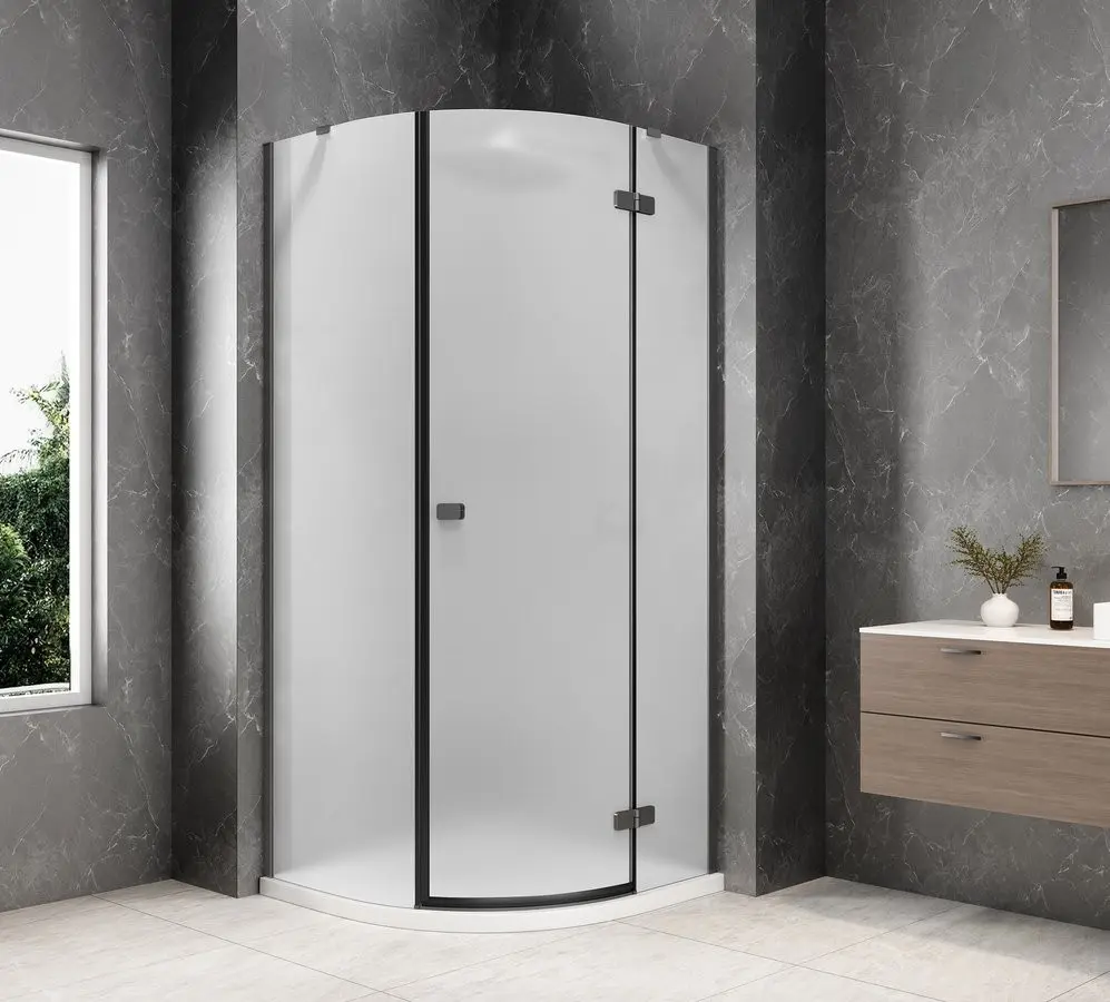POLYSAN GLOBE GUN METAL čtvrtkruhový sprchový kout 800x800, matné sklo, pravé GB2680MRGM