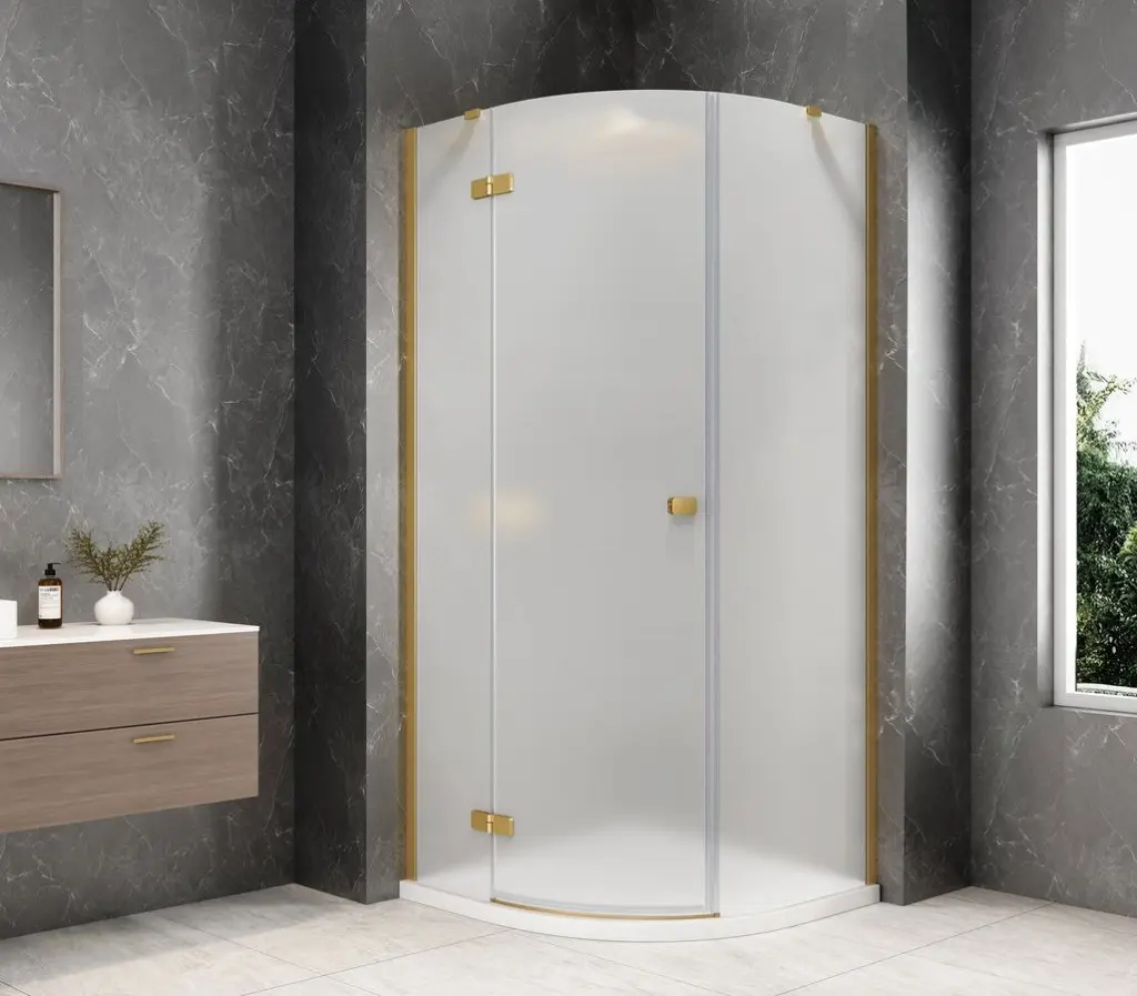 POLYSAN GLOBE GOLD MATT čtvrtkruhový sprchový kout 900x900, matné sklo, levé GB2690MLG