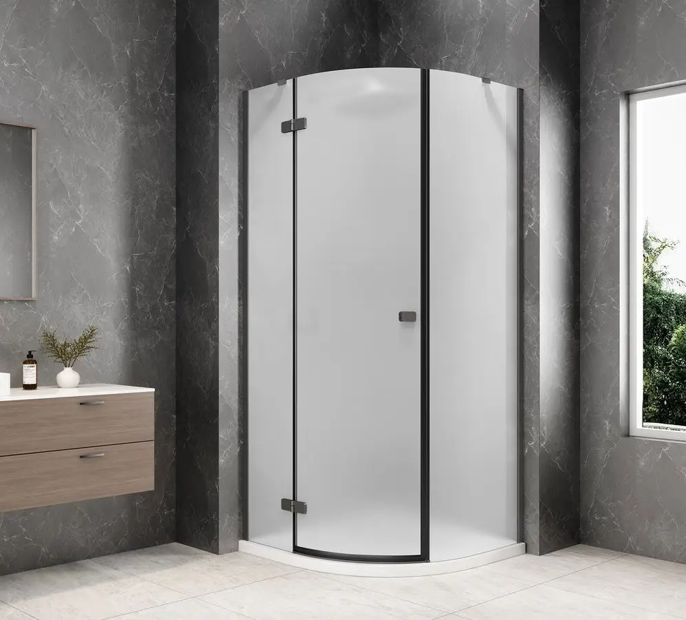 POLYSAN GLOBE GUN METAL čtvrtkruhový sprchový kout 900x900, matné sklo, levé GB2690MLGM