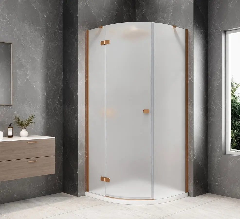 POLYSAN GLOBE COPPER MATT čtvrtkruhový sprchový kout 900x900, matné sklo, levé GB2690MLPG