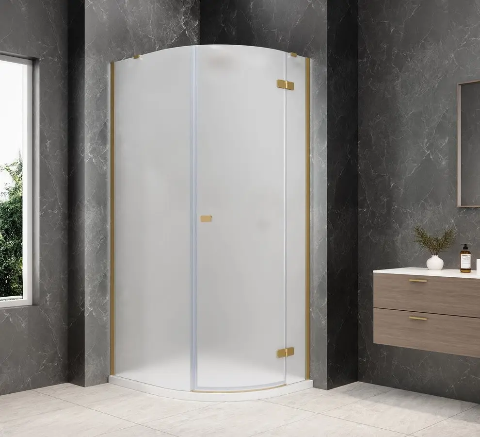 POLYSAN GLOBE GOLD MATT čtvrtkruhový sprchový kout 800x1000, matné sklo, pravé GB2810MRG