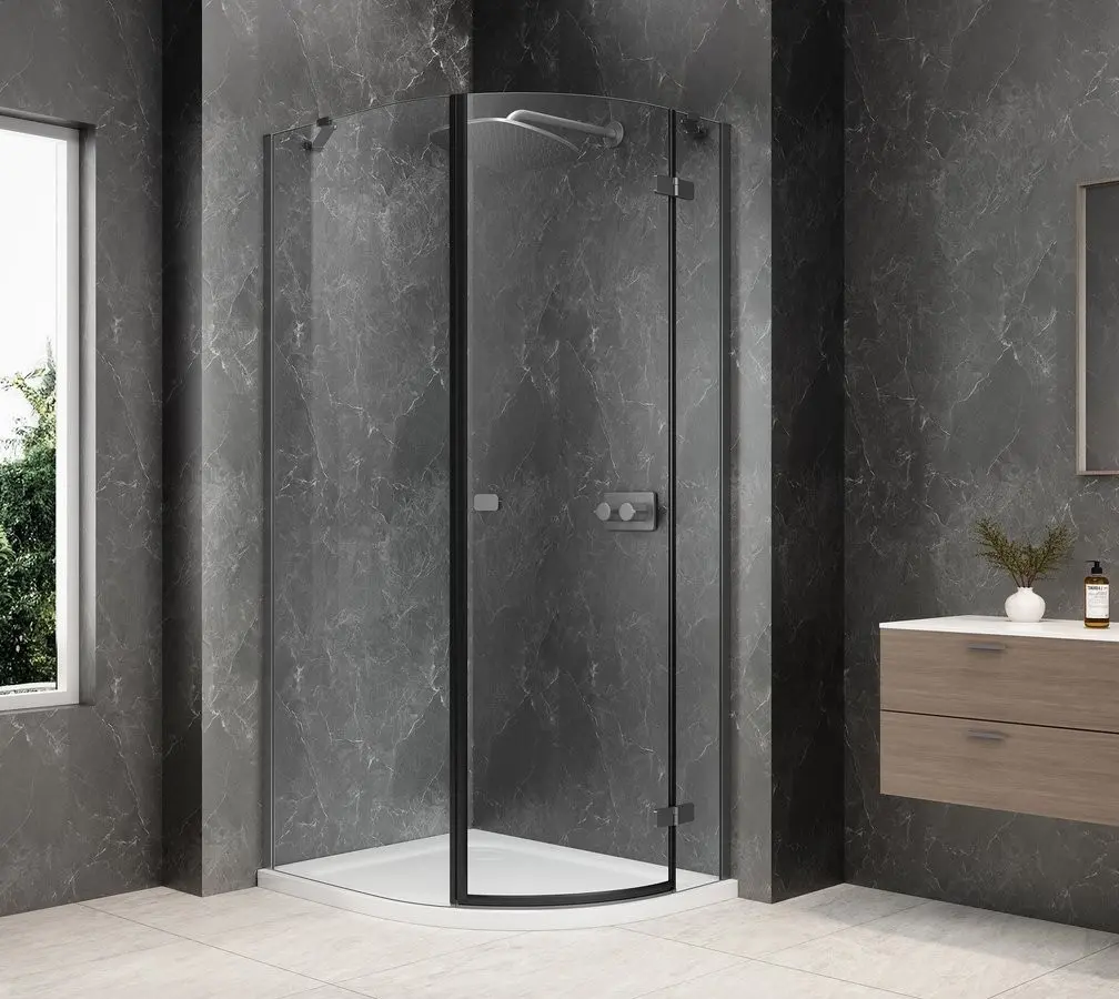 POLYSAN GLOBE GUN METAL čtvrtkruhový sprchový kout 900x1000, čiré sklo, pravé GB2910RGM