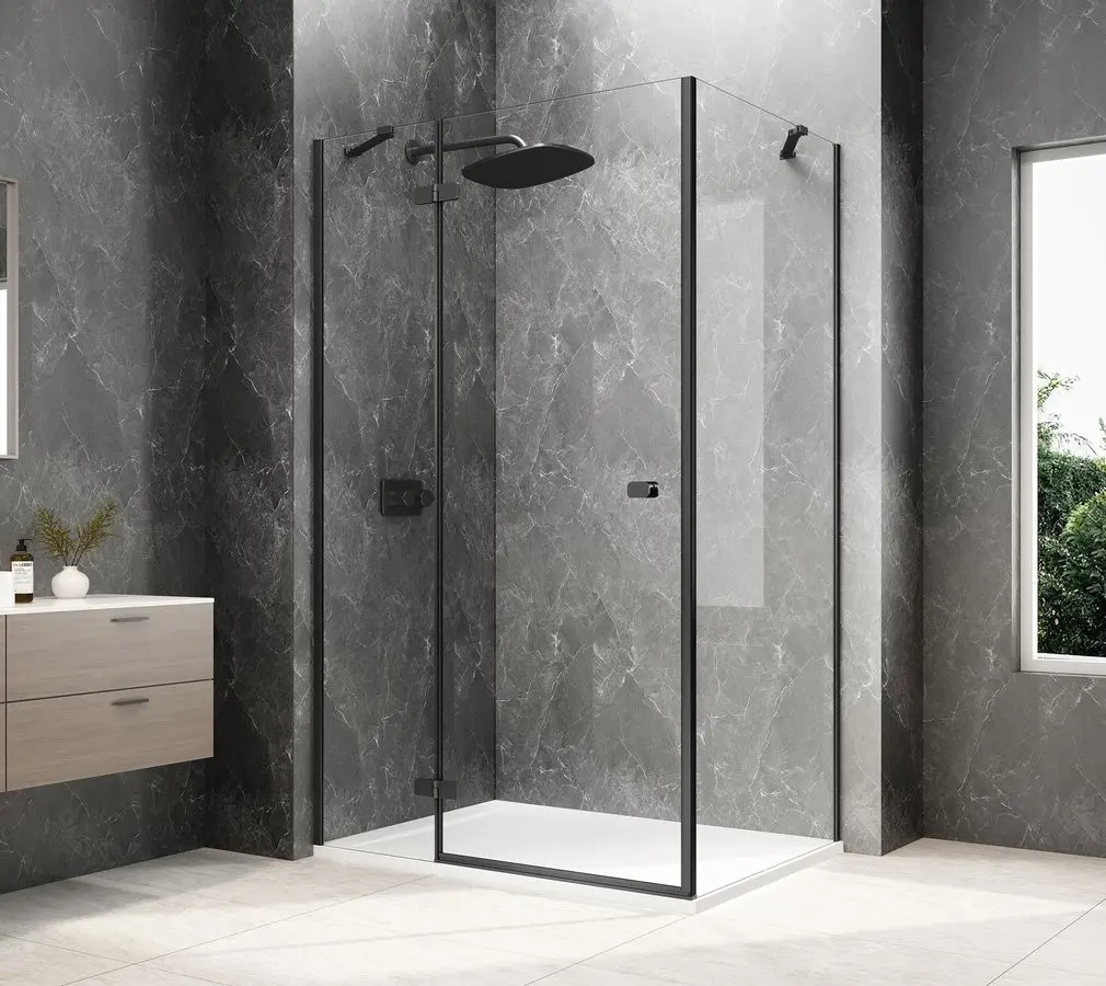 POLYSAN GLOBE BLACK obdélníkový sprchový kout 1000x800, čiré sklo, levé GB1010-3215LB