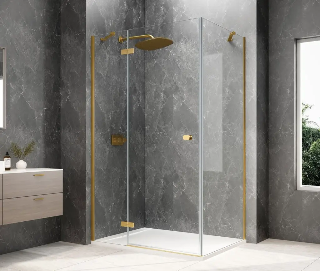 POLYSAN GLOBE GOLD MATT obdélníkový sprchový kout 1000x800, čiré sklo, levé GB1010-3215LG