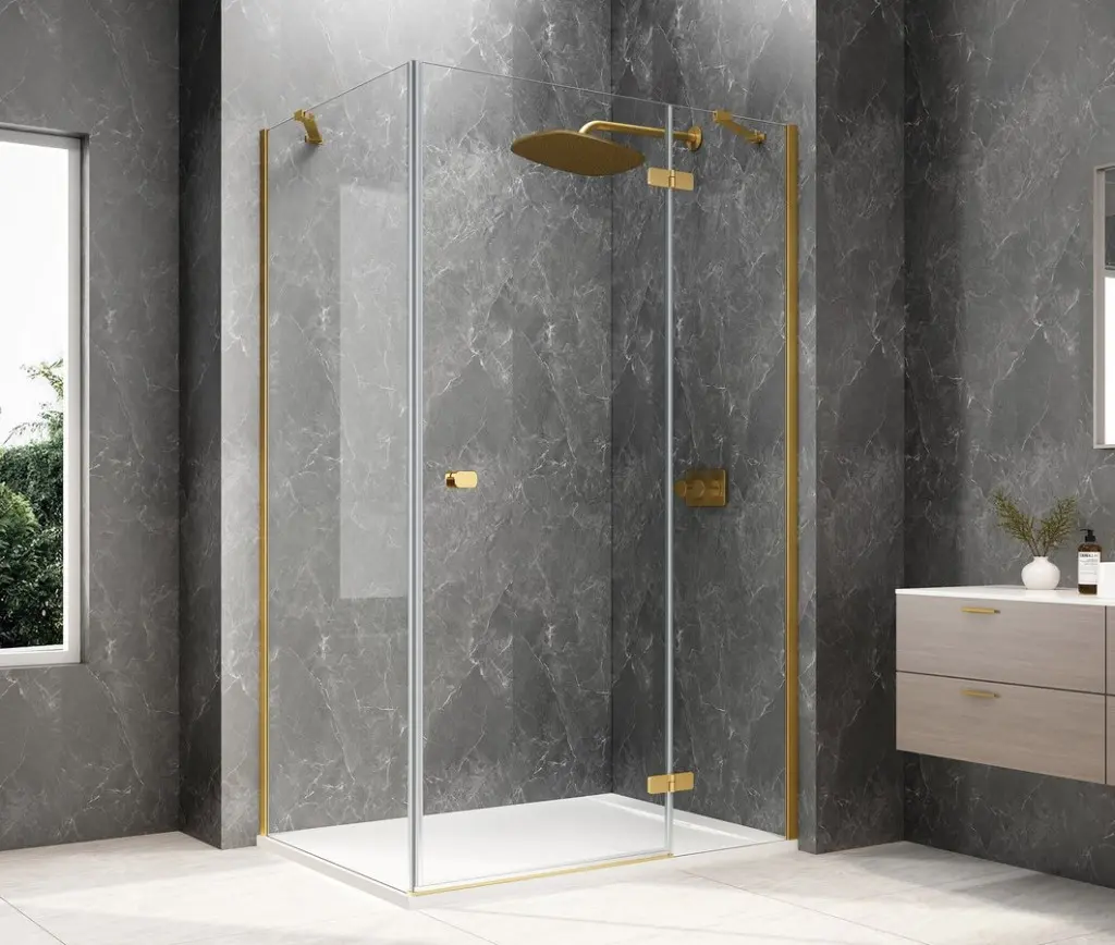 POLYSAN GLOBE GOLD MATT obdélníkový sprchový kout 1000x900, čiré sklo, pravé GB1010-3315RG
