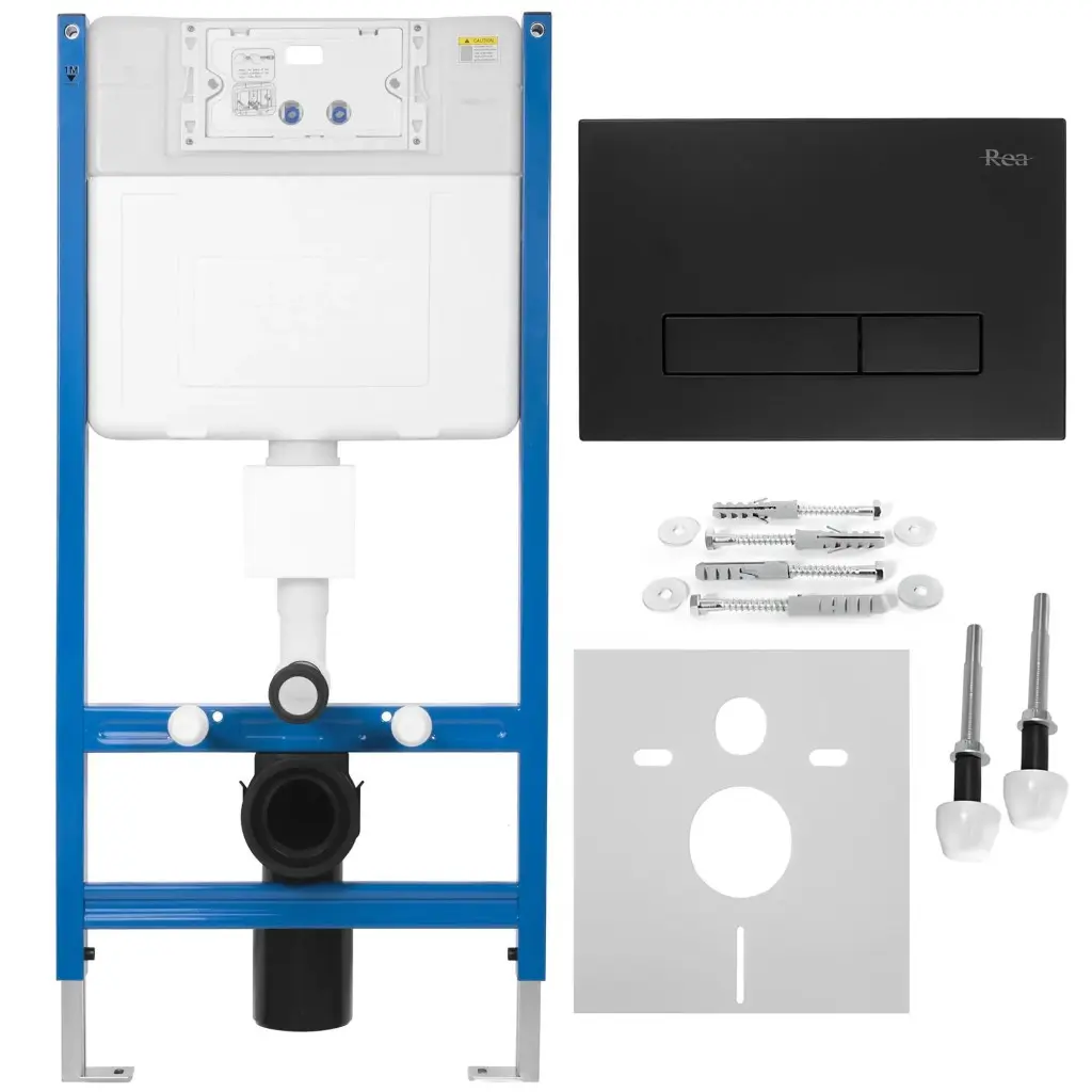 REA Podomítkový WC systém K011A-Q + tlačítka I HD Black KPL-E0633