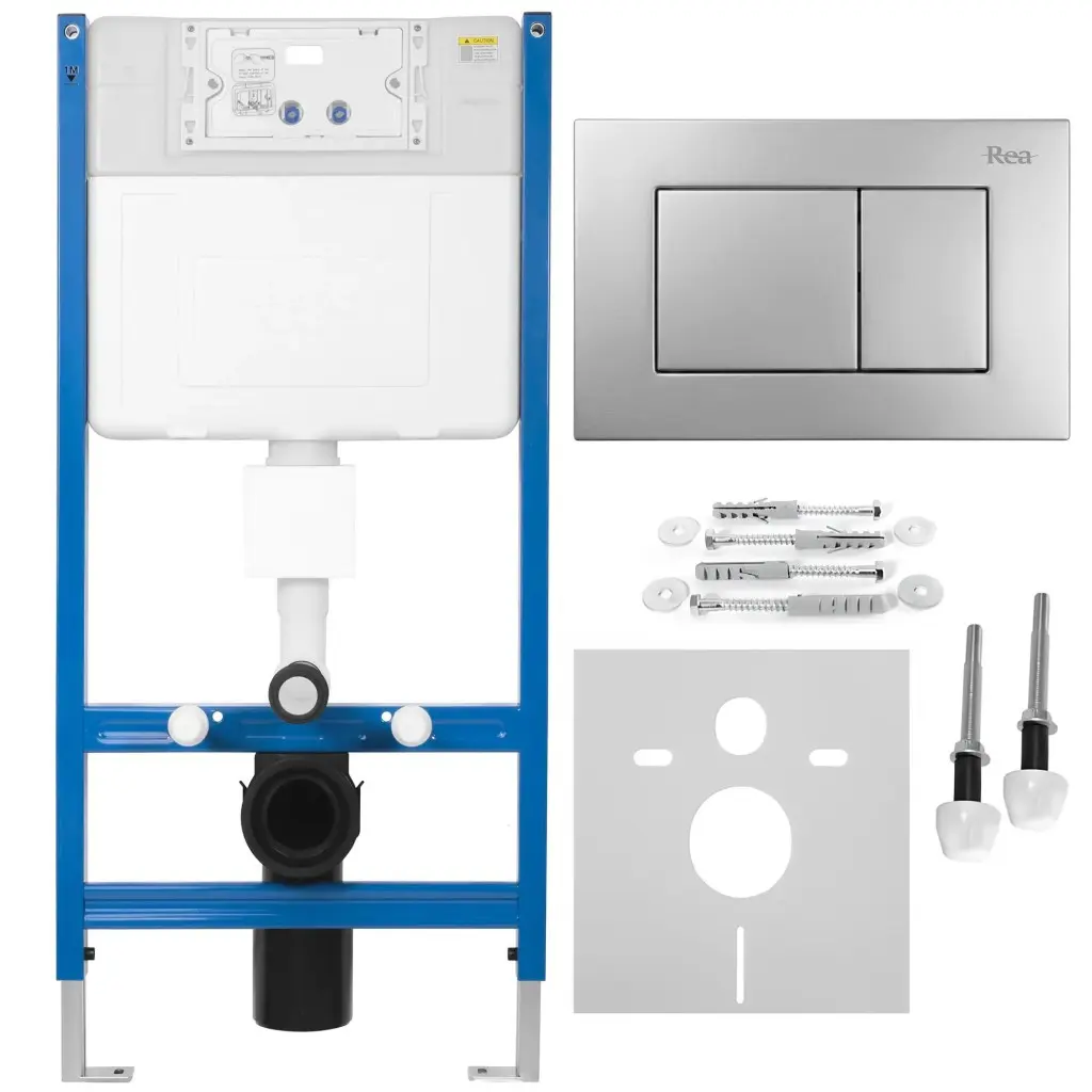 REA Podomítkový WC systém K011A-Q + tlačítka J Satin KPL-E0637