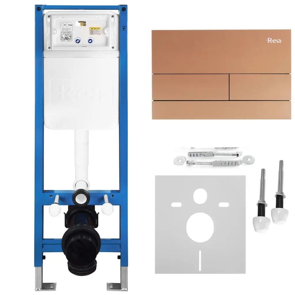 REA Podomítkový Instalační Set Slim 024N pro WC s Tlačítkem T Brush Copper KPL-E1053