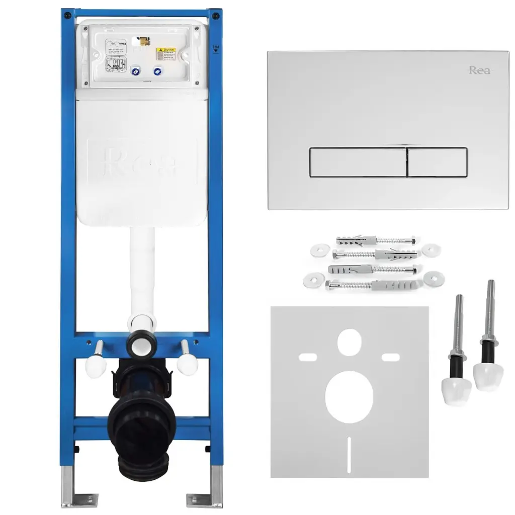REA Podomítkový Instalační Set Slim 024N pro WC s Tlačítkem HD Chrome KPL-E1561