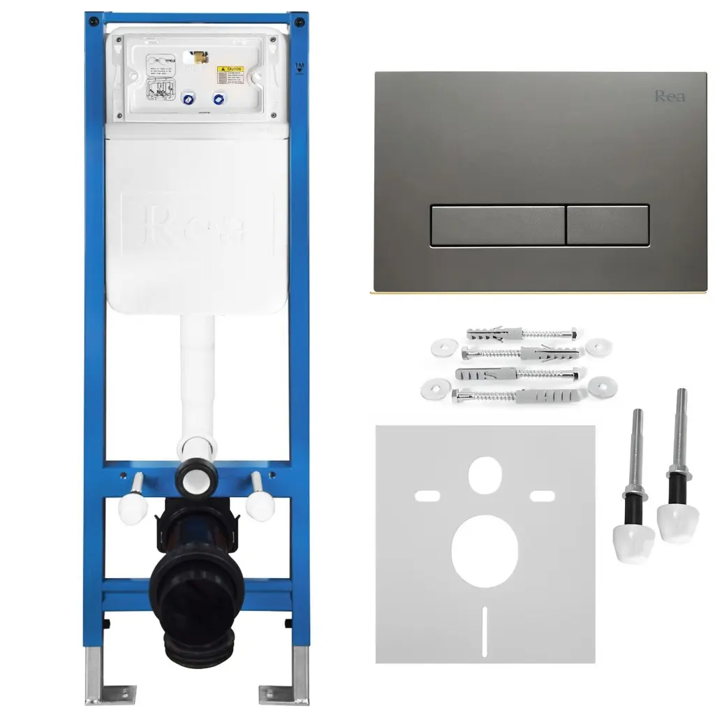 REA Podomítkový Instalační Set Slim 024N pro WC s Tlačítkem HD Titan KPL-E1634