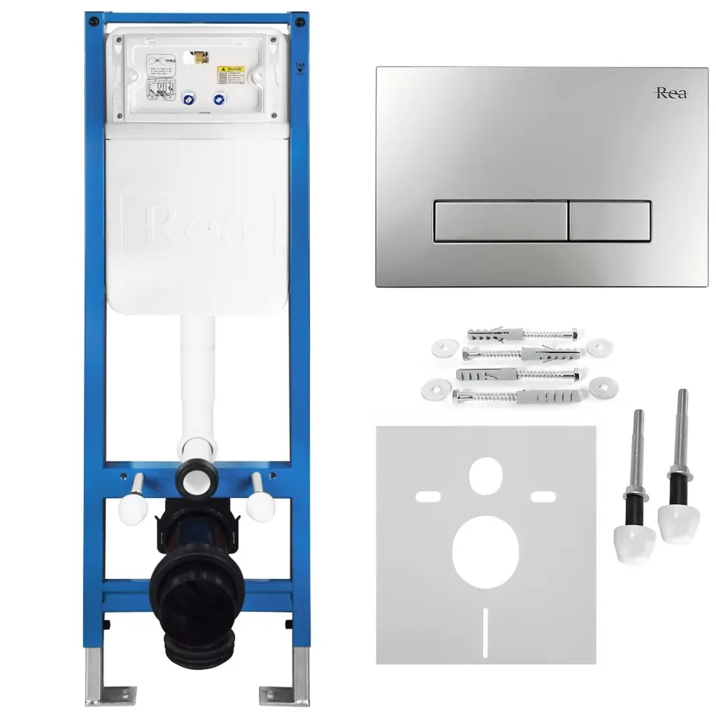 REA Podomítkový Instalační Set Slim 024N pro WC s Tlačítkem HD Satin KPL-E1635