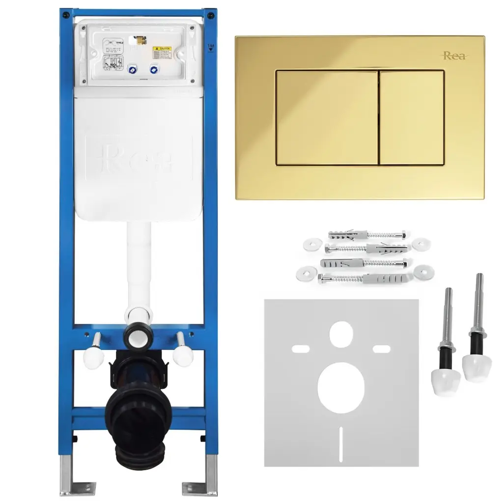 REA Podomítkový Instalační Set Slim 024N pro WC s Tlačítkem J Gold KPL-E1636