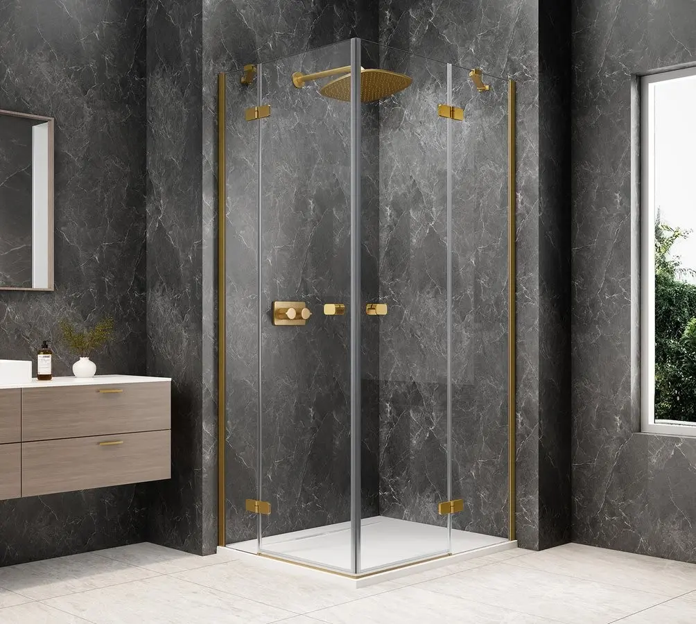 POLYSAN GLOBE GOLD MATT obdélníkový sprchový kout 1000x800, rohový vstup, čiré sklo GB5080G