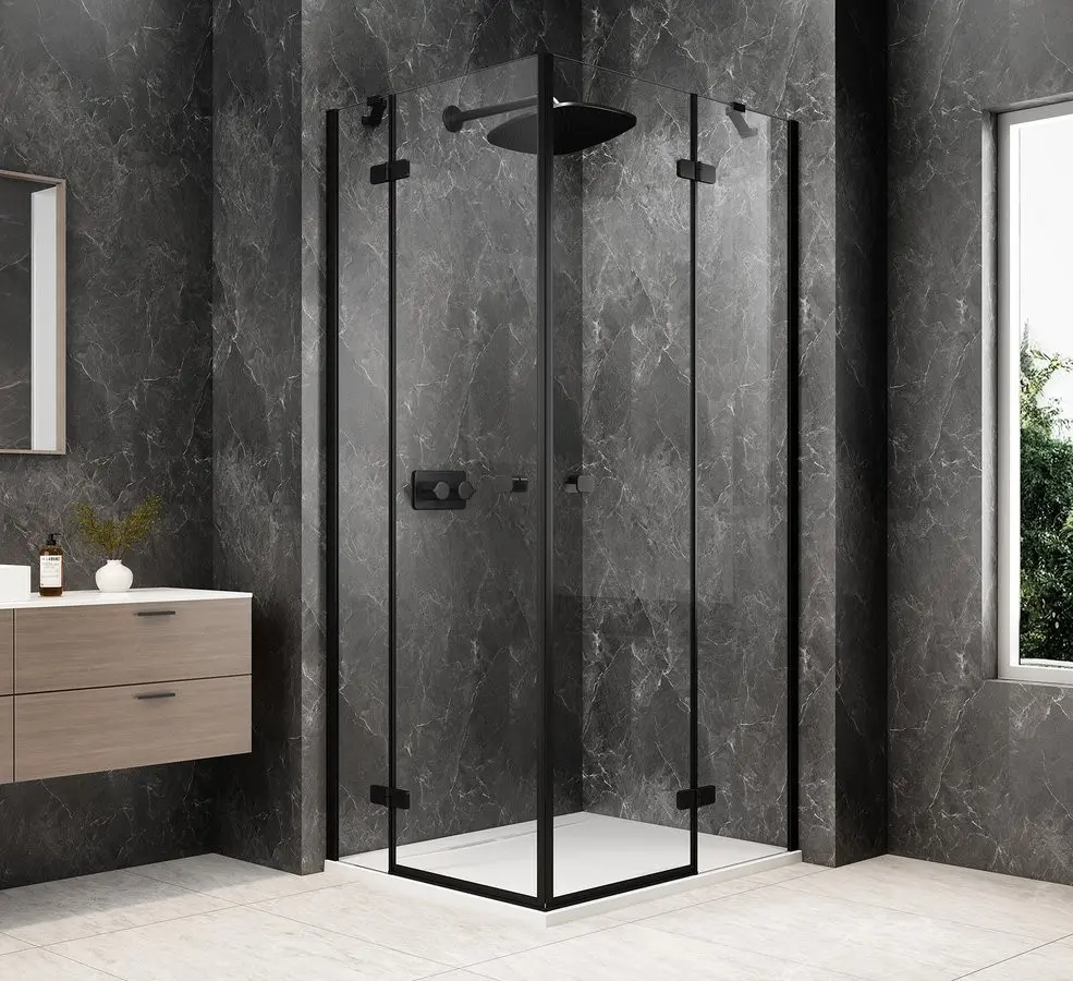 POLYSAN GLOBE BLACK obdélníkový sprchový kout 1100x900, rohový vstup, čiré sklo GB5190B