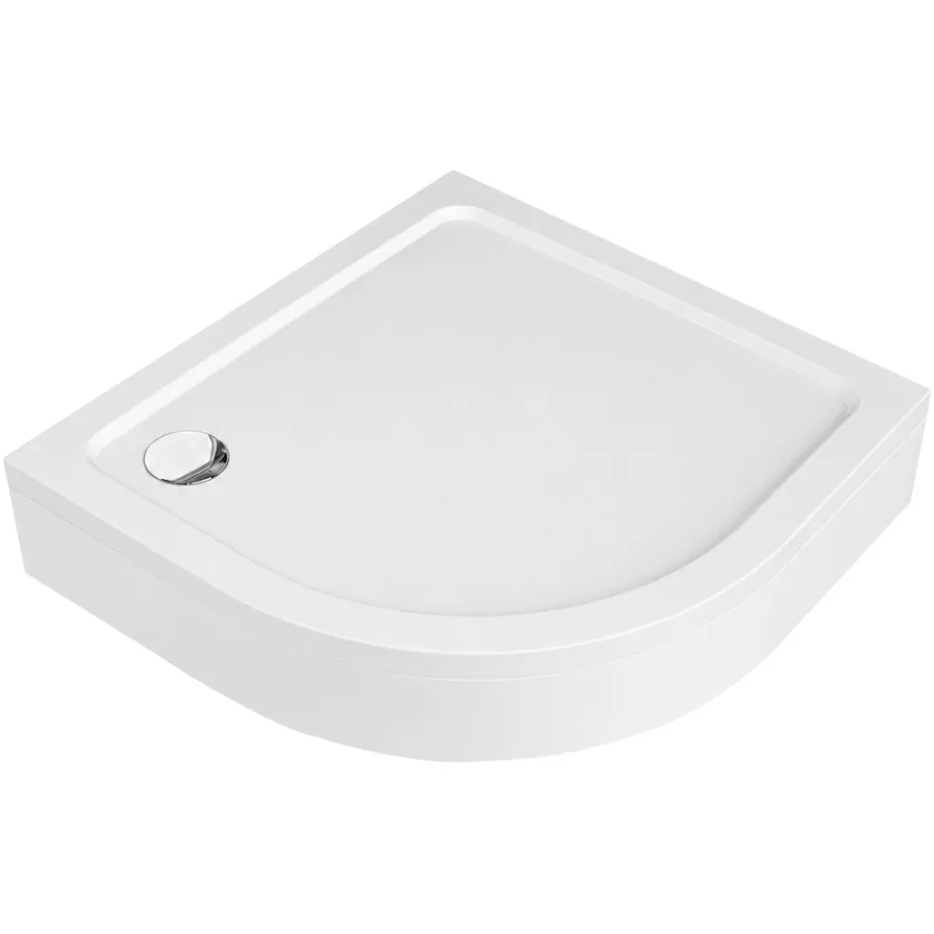 CERANO Sprchová vanička čtvrtkruhová Brio SMC/minerální kompozit strukturovaná bílá 80x80x4  + čelní panel + nožičky CER-035080