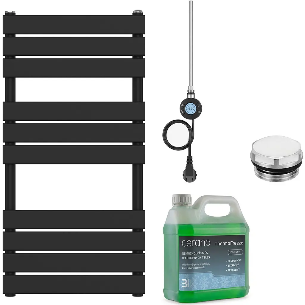 Koupelnový elektrický radiátorový set Claude - WIFI - 300W - černá matná - 1000x500 mm