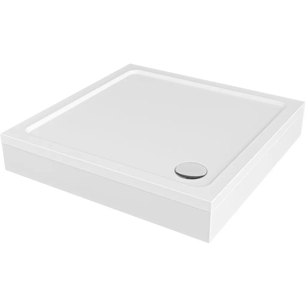 CERANO Sprchová vanička čtvercová Brio SMC/minerální kompozit strukturovaná bílá 70x70x4  + čelní panel + nožičky CER-169715