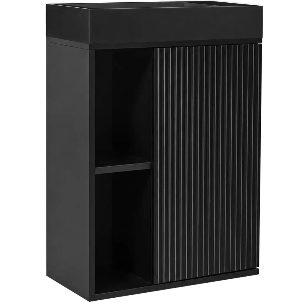 CERANO Umyvadlová skříňka pro WC Sofia černá matná + umyvadlo z lit. mramoru Sofia černá matná 50x70x25  CER-278762