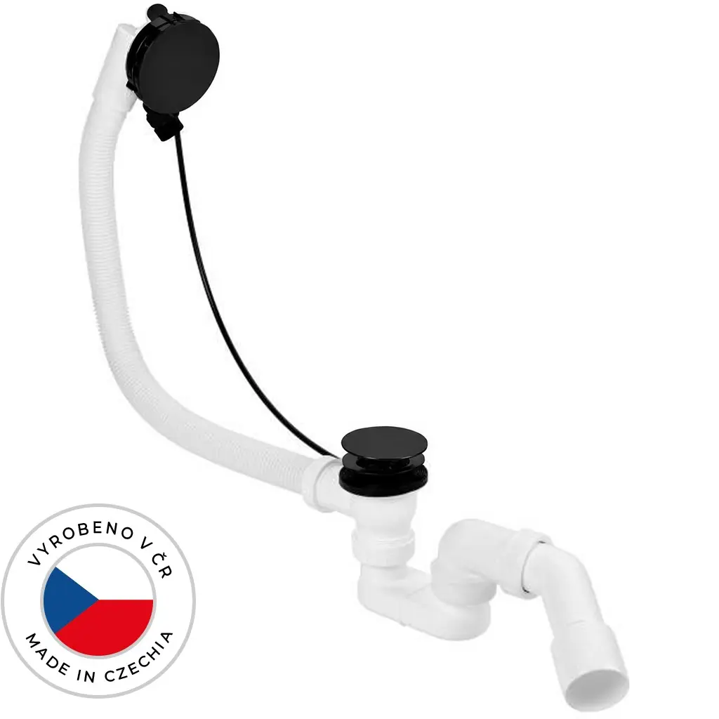CERANO Vanová souprava ovládaná bovdenem s napouštěním SLIM sifon DN40/50 zátka 72mm černá 78  CER-286228