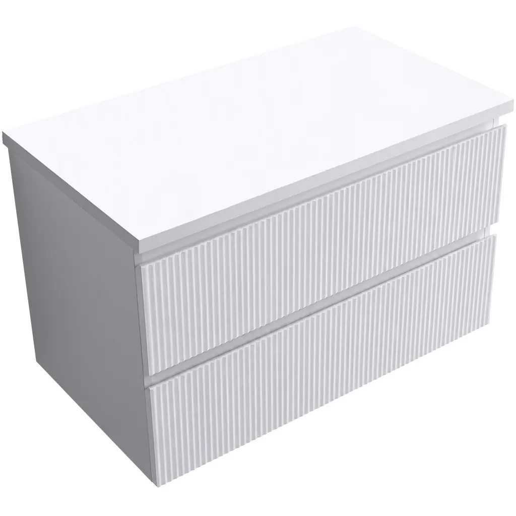 Koupelnová skříňka Carole - bílá matná rýhovaná + deska pod umyvadlo Navira Pro - 36 mm - 80x51,6x46 cm