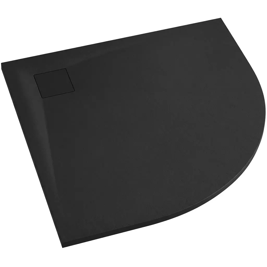 CERANO Sprchová vanička čtvrtkruhová Quarto SMC/minerální kompozit strukturovaná černá matná 90x90x3  CER-414758