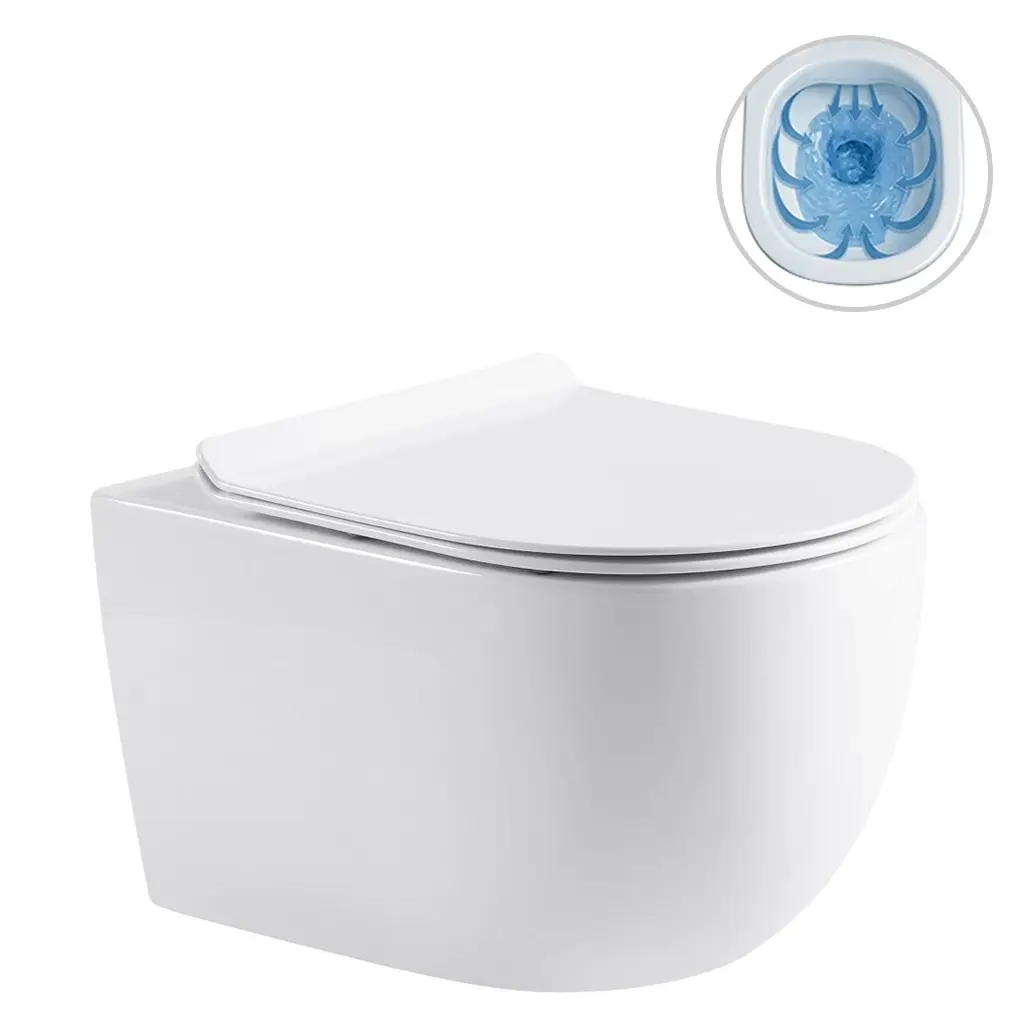 CERANO WC závěsné Felci, Rimless bezokrajové splachování + Slim/SoftClose sedátko bílá lesklá 53x37  CER-417377