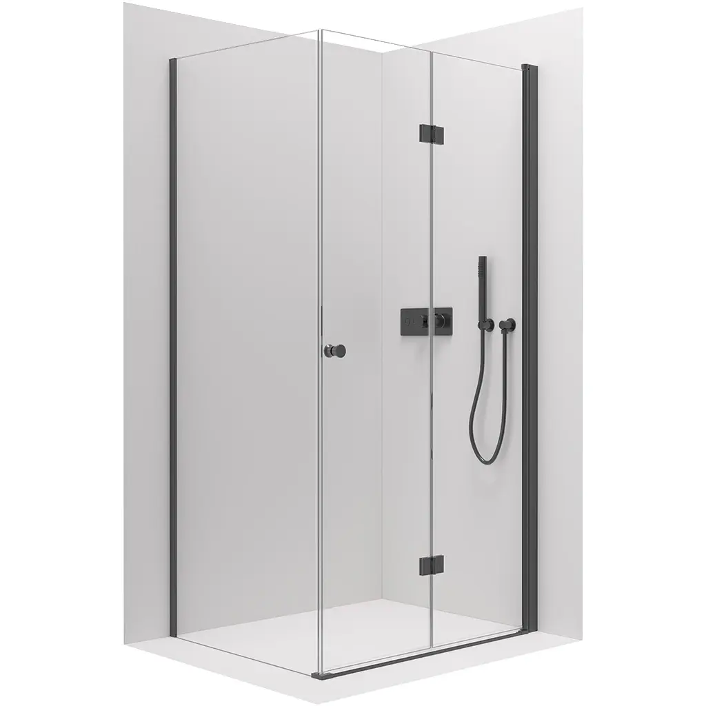 Sprchový kout Volpe L/P - 6 mm - černá matná, transparentní sklo - 60x80x190 cm - zalamovací