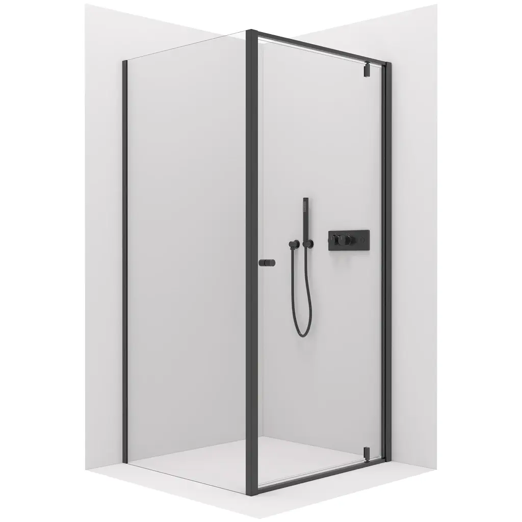 CERANO Sprchový kout Ferri L/P 6 mm černá matná, transparentní sklo 80x80x195 pivotový CER-427471