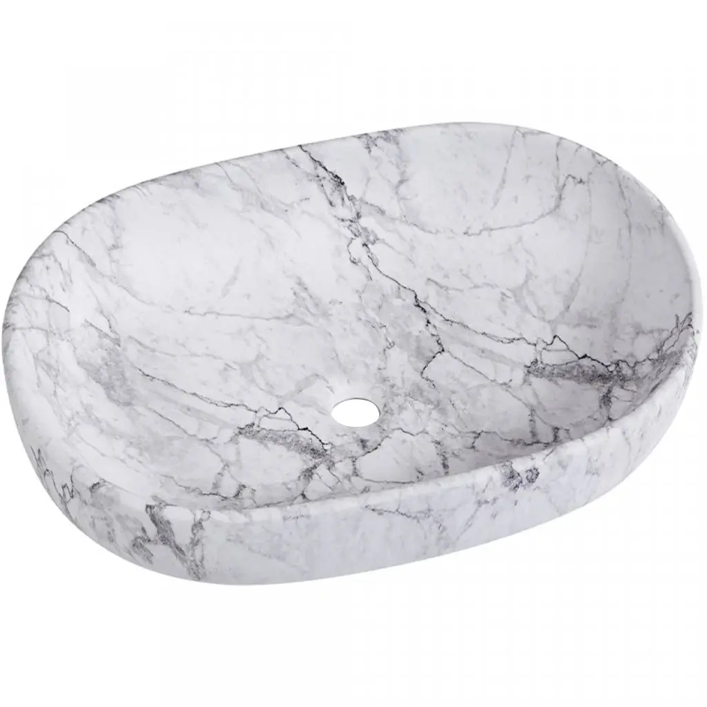 CERANO Umyvadlo keramické Deno na desku mramor s šedým dekorem  59x41  CER-428440