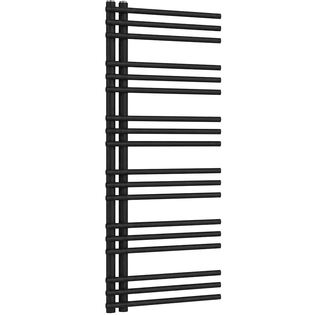 CERANO Koupelnový radiátor Burke L/P asymetrické připojení 50mm 562W černá matná 1200x500 mm CER-429634