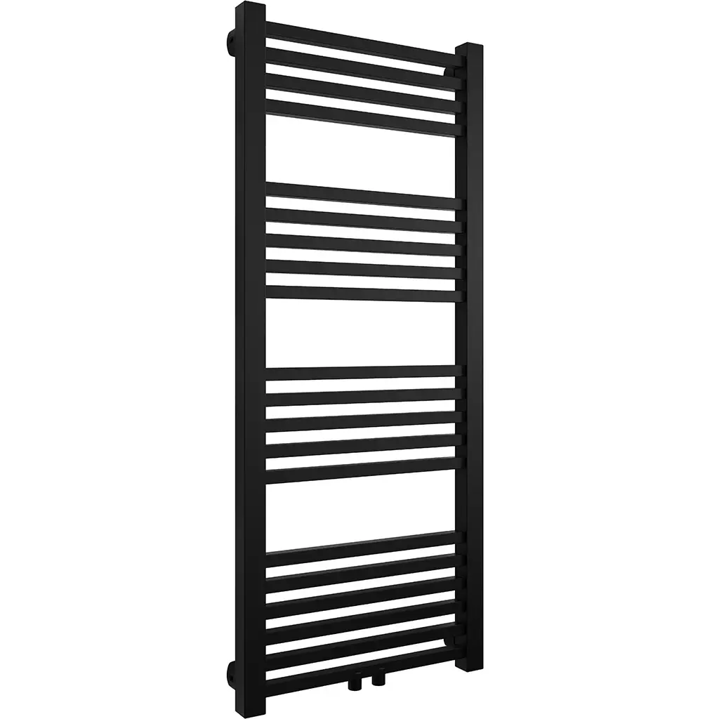 Koupelnový radiátor Franko - středové připojení 50mm/boční - 392W - černá matná - 1200x500 mm