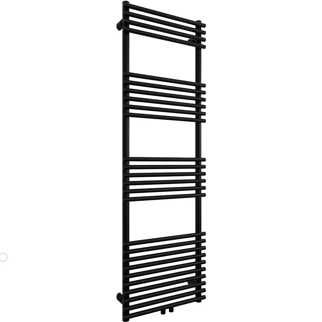 Koupelnový radiátor Luigi - středové připojení 50mm/boční - 713W - černá matná - 1600x500 mm