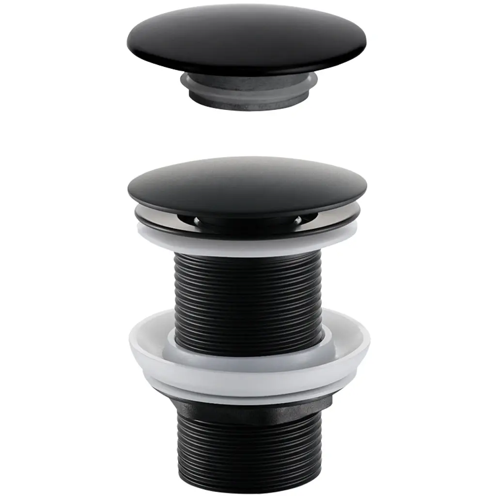 CERANO Umyvadlová výpusť 5/4“ click-clack bez přepadu + kryt z litého mramoru nerez 10/60mm černá matná CER-431746