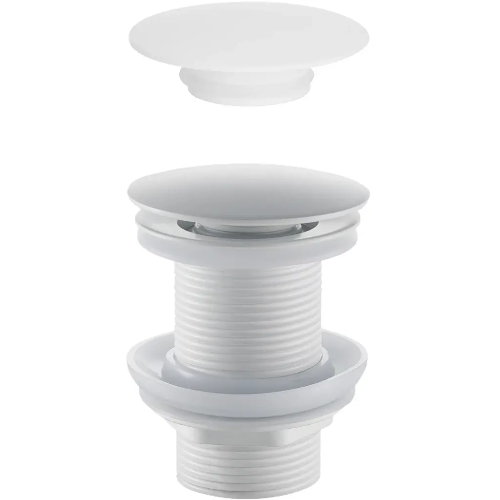 CERANO Umyvadlová výpusť 5/4“ click-clack bez přepadu + kryt z litého mramoru nerez 10/60mm bílá matná CER-431752