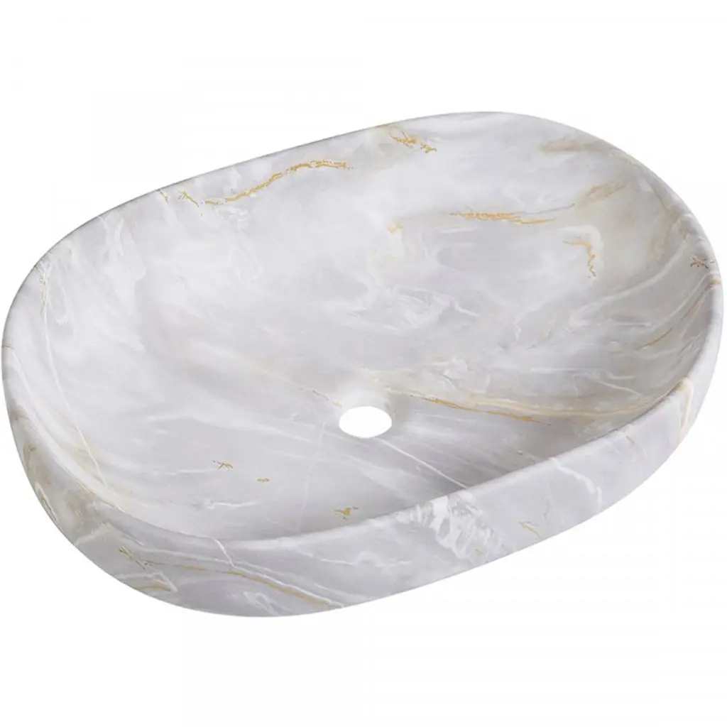 CERANO Umyvadlo keramické Deno na desku mramor se zlatým dekorem 59x41  CER-432956