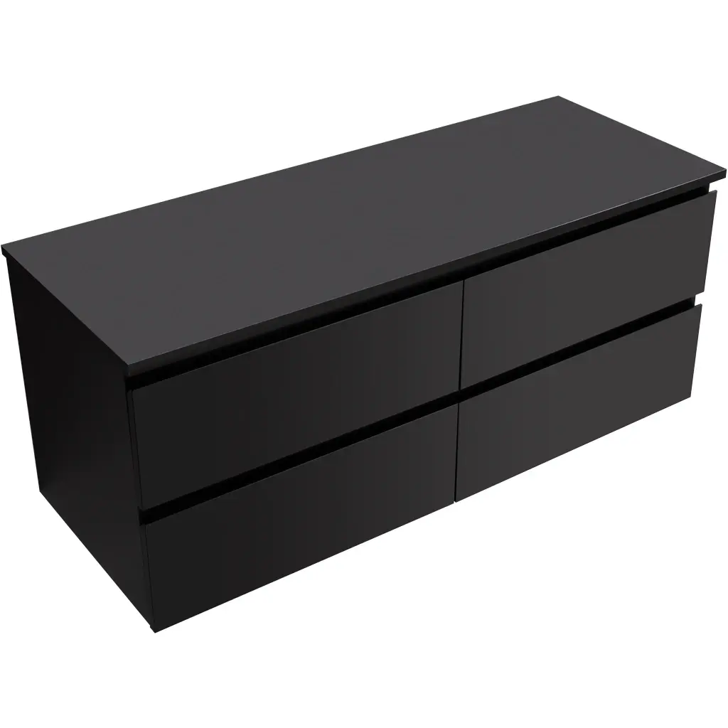 CERANO Koupelnová skříňka Carole černá matná + deska pod umyvadlo Navira Slim 18 mm 120x49,8x46  CER-476396