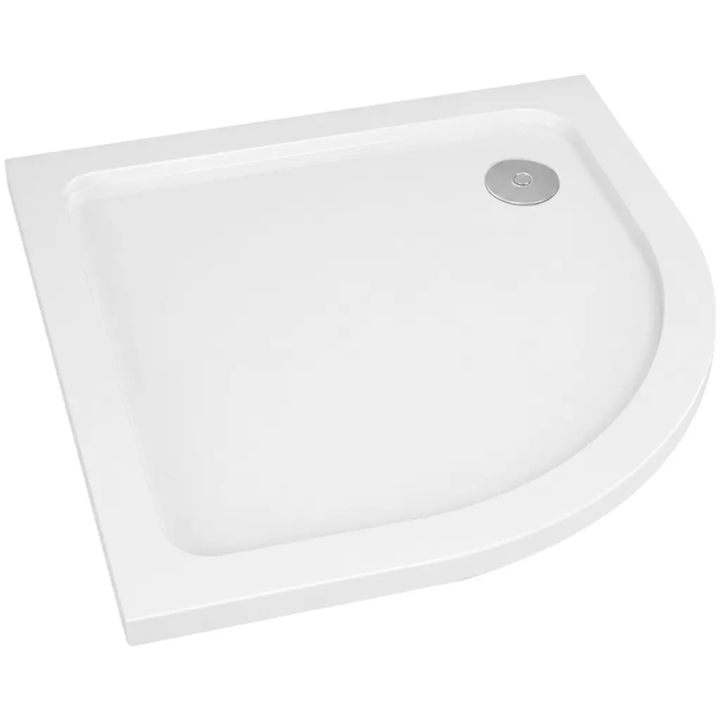 Sprchová vanička čtvrtkruhová Piato - litý mramor - bílá lesklá - 80x80x3 cm